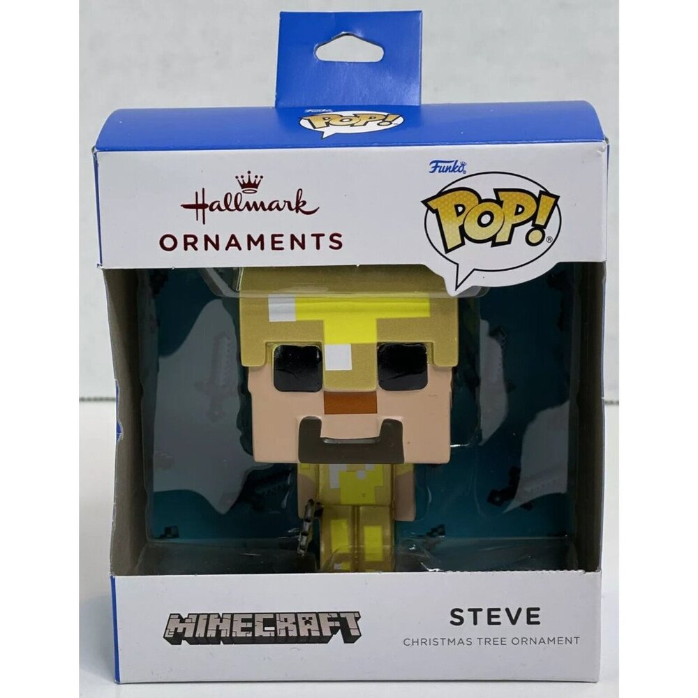 Funko POP! Minecraft ~ Steve Gold Armor ~ Hallmark Christmas Ornament Unopened - Picture 4 of 8